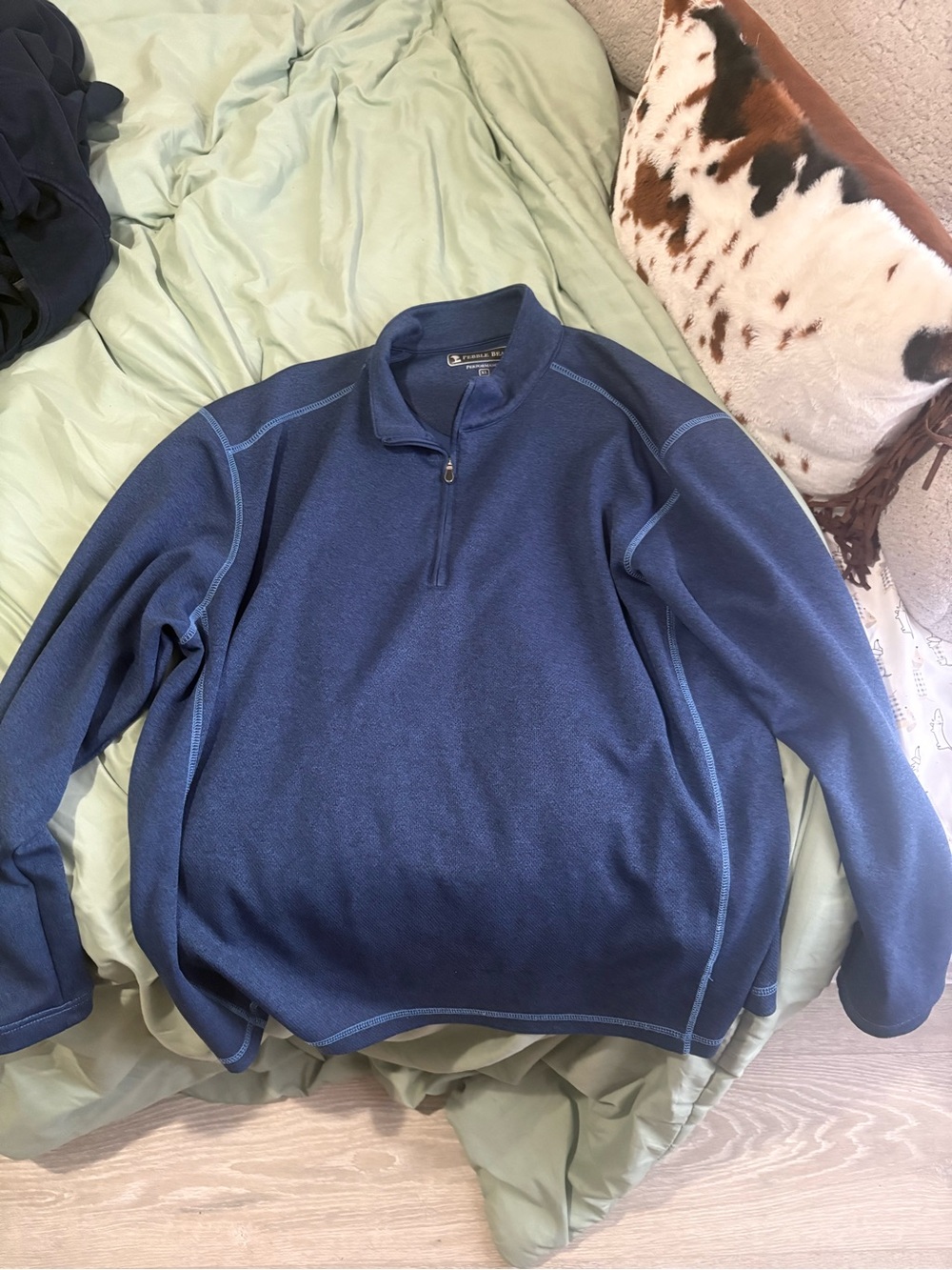 Pebble Beach Navy Blue Half-Zip Fleece Pullover